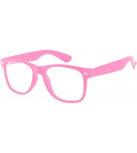 Wayfarer 80's Style Classic Vintage Sunglasses Colored Frame Uv Protection for Mens or Womens - 1 Clear Lens Pink - CL11N8293...