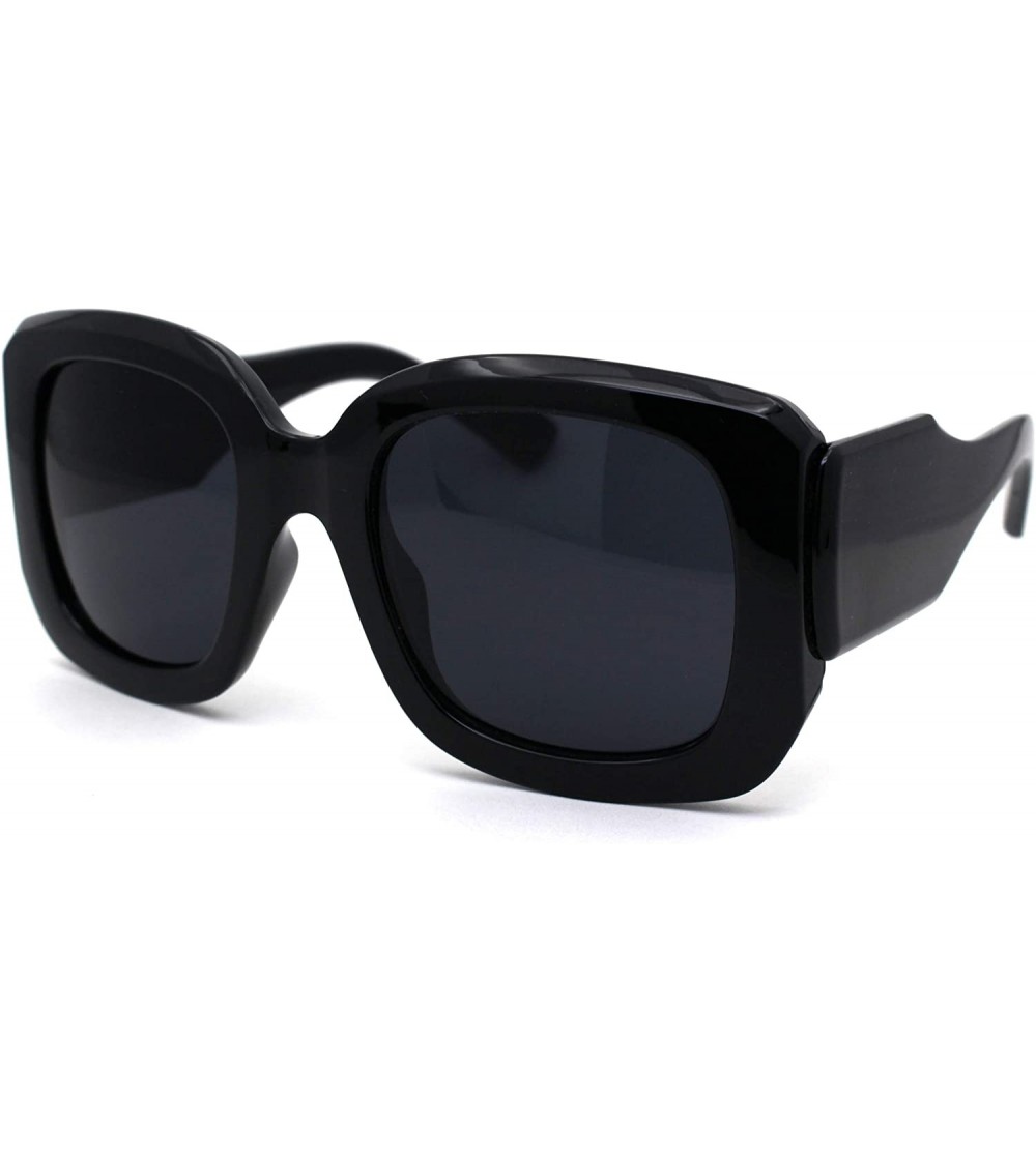 Butterfly Womens Thick Plastic 90s Mod Butterfly Designer Sunglasses - All Black - CM19624HITA $22.95