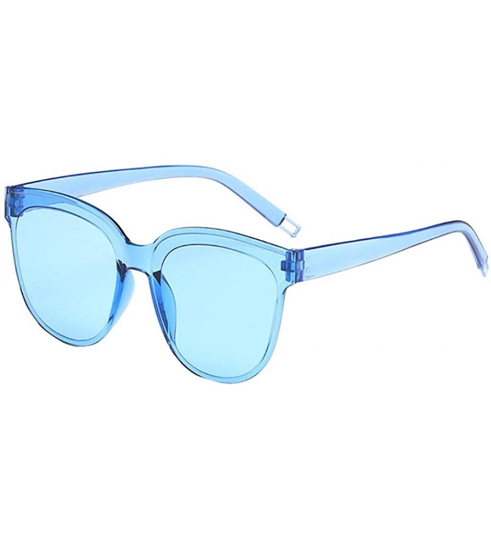 Square Women Men Round Sunglasses Transparent Colorful Lens Square Retro Cateye Vintage Sun Glasses Outdoor Eyewear - CN199GQ...