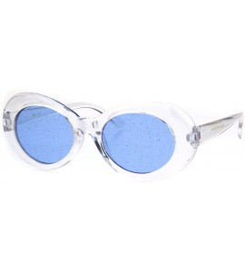 Round Womens Round Oval Glitter Lens Thick Plastic Mod Retro Sunglasses - Clear Blue - C818H0QO3OZ $19.34