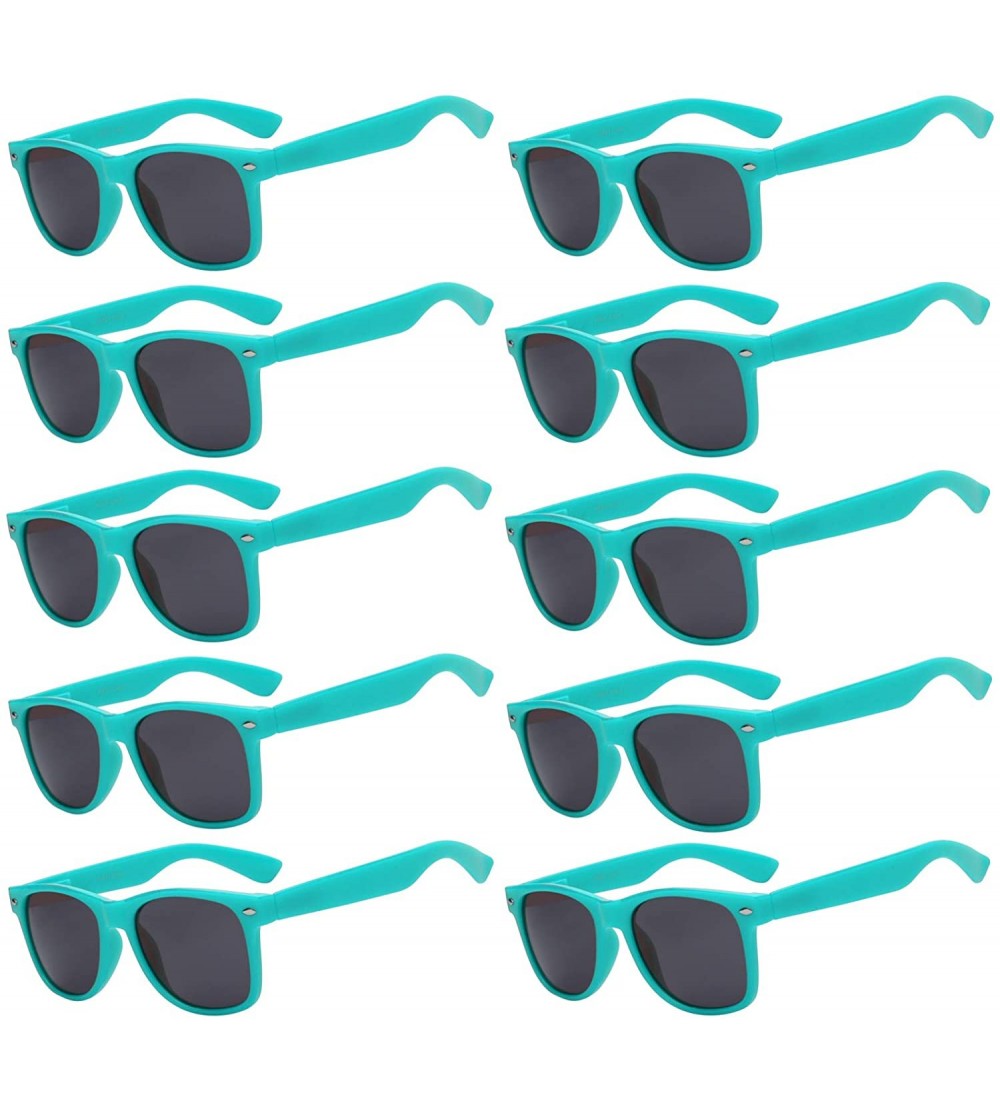 Aviator Vintage Retro Eyeglasses Sunglasses Smoke Lens 10 Pack Colored Colors Frame - Turquoise_10_pairs - CE1273DJ86Z $32.20