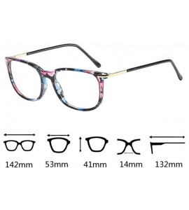 Square Women Retro Square Frame Eyeglasse Metal Temple Horn Rimmed Clear Lens - Flower - CS18KMLDIMD $20.68