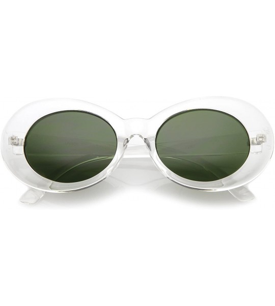 Round Clout Goggles Glasses Oval Sunglasses with Retro Bold Mod Thick Framed Round Lens 51mm - Clear / Green - CO17AAYDLNO $1...