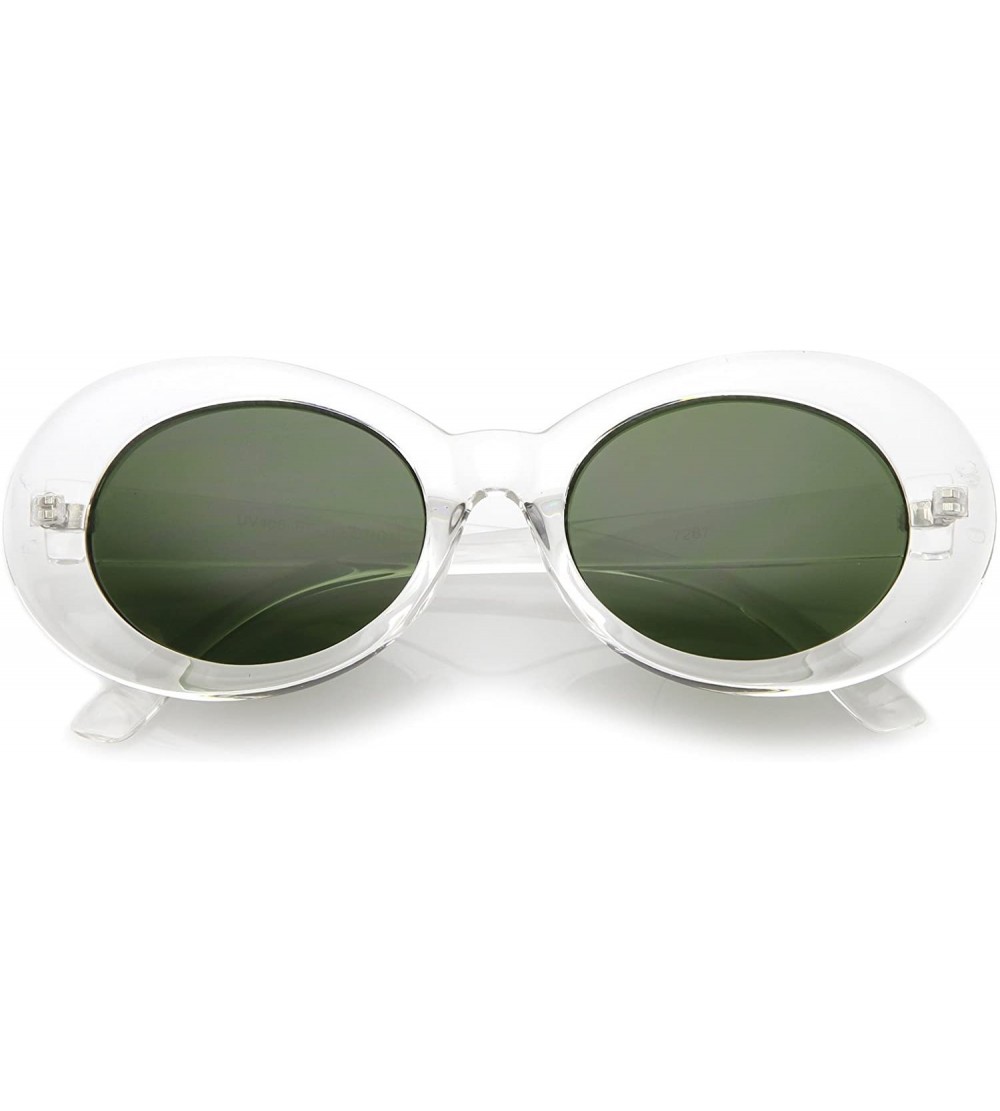 Round Clout Goggles Glasses Oval Sunglasses with Retro Bold Mod Thick Framed Round Lens 51mm - Clear / Green - CO17AAYDLNO $1...