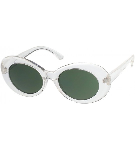 Round Clout Goggles Glasses Oval Sunglasses with Retro Bold Mod Thick Framed Round Lens 51mm - Clear / Green - CO17AAYDLNO $1...