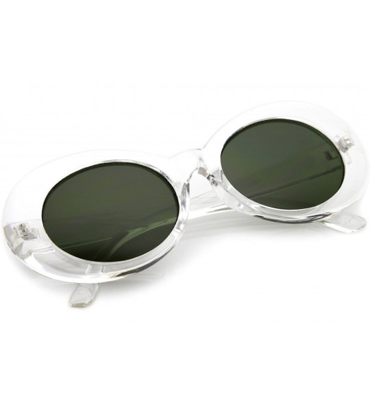 Round Clout Goggles Glasses Oval Sunglasses with Retro Bold Mod Thick Framed Round Lens 51mm - Clear / Green - CO17AAYDLNO $1...