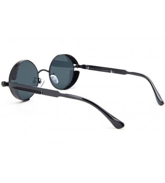 Round Vintage Metal Round Sunglasses UV Protection for Men Women - Black Lens-black Frame - CQ196RC7O2T $19.05