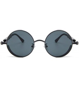 Round Vintage Metal Round Sunglasses UV Protection for Men Women - Black Lens-black Frame - CQ196RC7O2T $19.05