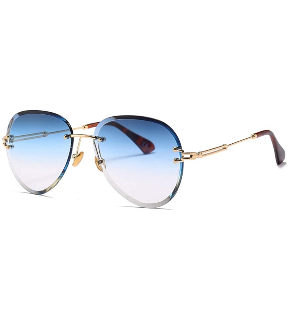 Round Fashion Men's and Women's Round Resin Lenses Oversized Sunglasses UV400 - Blue - CJ18N6ROOD6 $23.23
