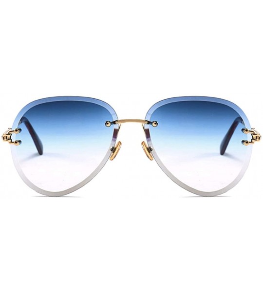 Round Fashion Men's and Women's Round Resin Lenses Oversized Sunglasses UV400 - Blue - CJ18N6ROOD6 $23.23