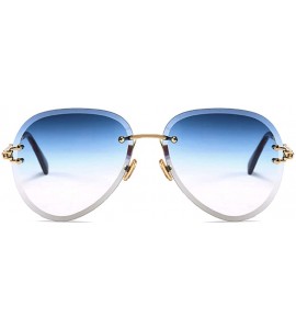 Round Fashion Men's and Women's Round Resin Lenses Oversized Sunglasses UV400 - Blue - CJ18N6ROOD6 $23.23