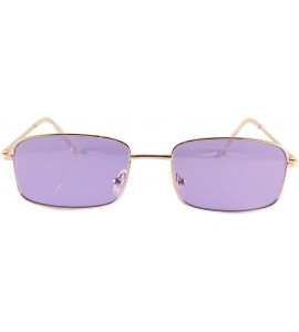 Rectangular Unisex Minimalist Small Rectangular Color Tinted Spring Hinge Sunglasses A117 - Gold/ Deep Purple - C518KCSSIXY $...