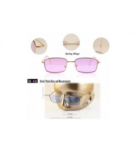 Rectangular Unisex Minimalist Small Rectangular Color Tinted Spring Hinge Sunglasses A117 - Gold/ Deep Purple - C518KCSSIXY $...