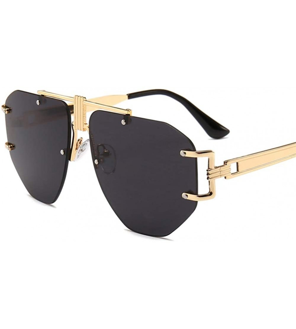 Rimless Oversized Frameless Sunglasses Men Punk Sun Glasses Women Retro Birthday Gift - Gold With Black - CT18I95QY27 $21.84