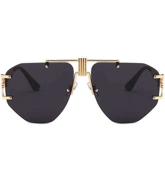 Rimless Oversized Frameless Sunglasses Men Punk Sun Glasses Women Retro Birthday Gift - Gold With Black - CT18I95QY27 $21.84