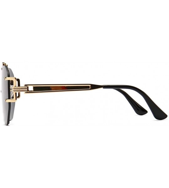 Rimless Oversized Frameless Sunglasses Men Punk Sun Glasses Women Retro Birthday Gift - Gold With Black - CT18I95QY27 $21.84