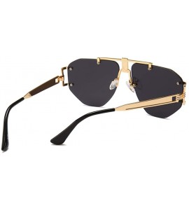 Rimless Oversized Frameless Sunglasses Men Punk Sun Glasses Women Retro Birthday Gift - Gold With Black - CT18I95QY27 $21.84