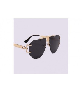 Rimless Oversized Frameless Sunglasses Men Punk Sun Glasses Women Retro Birthday Gift - Gold With Black - CT18I95QY27 $21.84