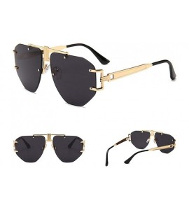 Rimless Oversized Frameless Sunglasses Men Punk Sun Glasses Women Retro Birthday Gift - Gold With Black - CT18I95QY27 $21.84