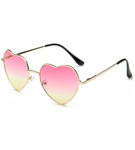 Goggle Ladies Heart Shaped Sunglasses Metal Women Designer Fashion Rimless Lenses Sun Glasses - C1 - CE18Y7E7HS9 $41.74