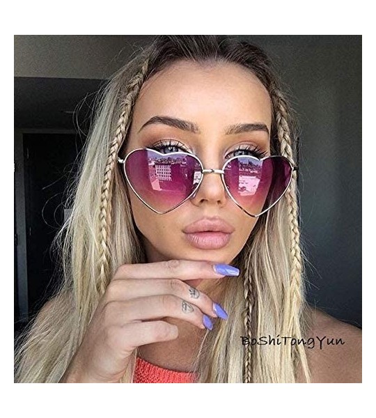 Goggle Ladies Heart Shaped Sunglasses Metal Women Designer Fashion Rimless Lenses Sun Glasses - C1 - CE18Y7E7HS9 $41.74