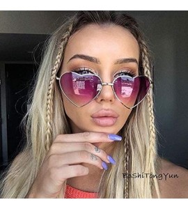 Goggle Ladies Heart Shaped Sunglasses Metal Women Designer Fashion Rimless Lenses Sun Glasses - C1 - CE18Y7E7HS9 $41.74