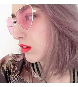 Goggle Ladies Heart Shaped Sunglasses Metal Women Designer Fashion Rimless Lenses Sun Glasses - C1 - CE18Y7E7HS9 $41.74