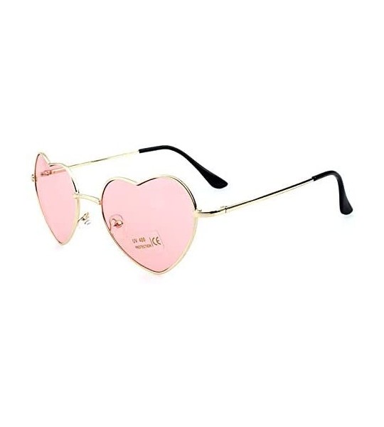 Goggle Ladies Heart Shaped Sunglasses Metal Women Designer Fashion Rimless Lenses Sun Glasses - C1 - CE18Y7E7HS9 $41.74