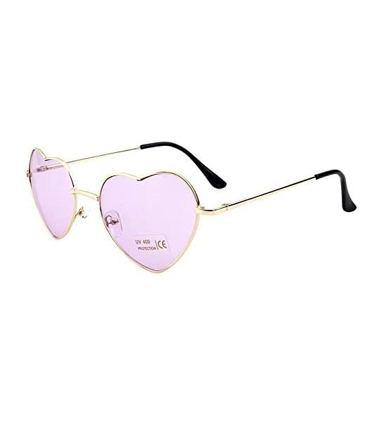 Goggle Ladies Heart Shaped Sunglasses Metal Women Designer Fashion Rimless Lenses Sun Glasses - C1 - CE18Y7E7HS9 $41.74