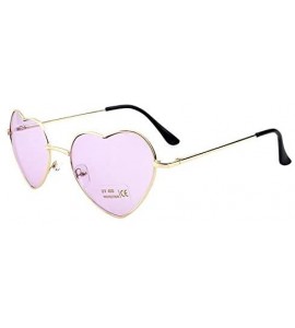 Goggle Ladies Heart Shaped Sunglasses Metal Women Designer Fashion Rimless Lenses Sun Glasses - C1 - CE18Y7E7HS9 $41.74