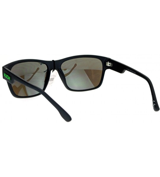 Rectangular Kush Mens Color Mirrored Horn Rim Rectangular Sport Sunglasses - Teal Green - CM12N4SSRQY $19.17