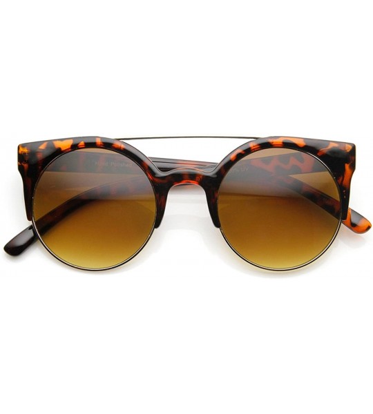 Aviator Retro Circle Round Half Frame Aviator Bar Sunglasses (Tortoise) - CP118WVTFGL $21.33