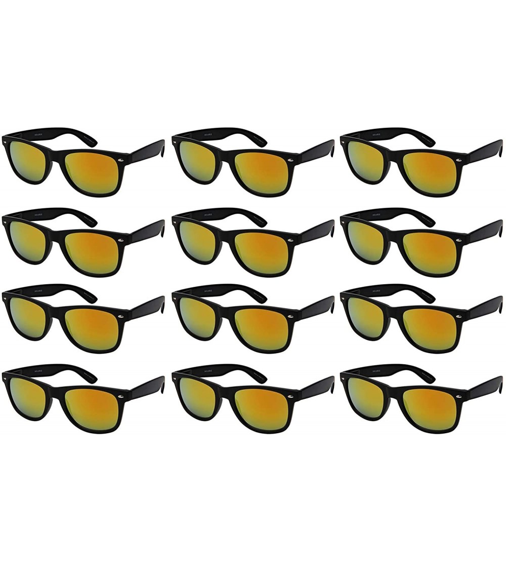 Wayfarer Wholesale 80's Retro Style Horned Rim Sunglasses Unisex Spring Hinge - 12 Pack - C018IQZTNQQ $30.93