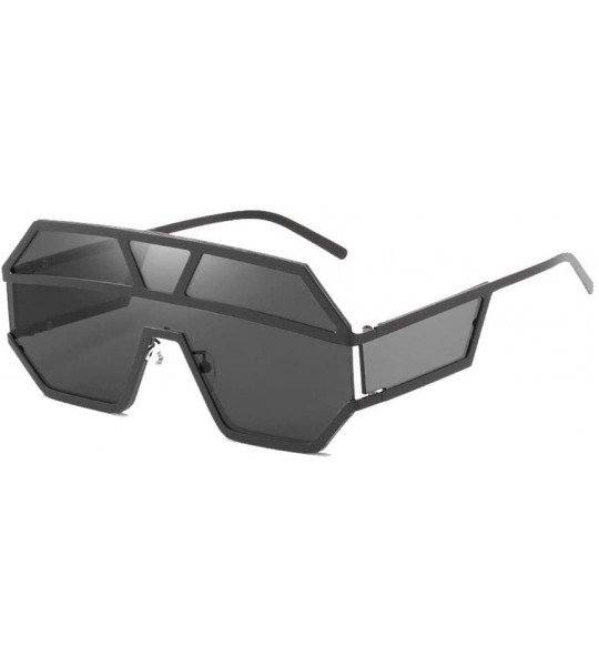 Rectangular Personality Oversized Sunglasses Protection - Black - CZ18XYQNTKT $62.34