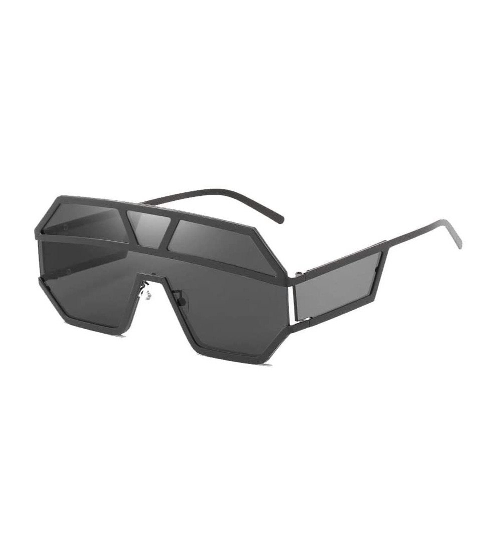 Rectangular Personality Oversized Sunglasses Protection - Black - CZ18XYQNTKT $62.34