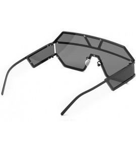 Rectangular Personality Oversized Sunglasses Protection - Black - CZ18XYQNTKT $62.34