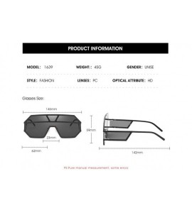 Rectangular Personality Oversized Sunglasses Protection - Black - CZ18XYQNTKT $62.34