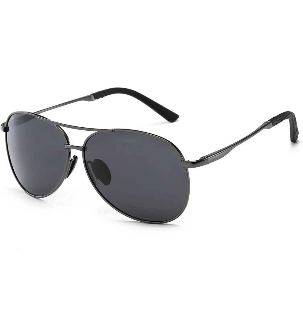 Aviator Premium Military Style Classic Aviator Sunglasses with Spring Hinges - Gunmetal Frame Grey Lens - C818QRQ6D99 $30.12