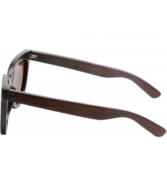 Wayfarer Polarized Wood Sunglasses Men's Wooden Eyewear UV400 Protective Sunglasses-6080 - Brown- Brown - CB17YXLZHYO $53.25