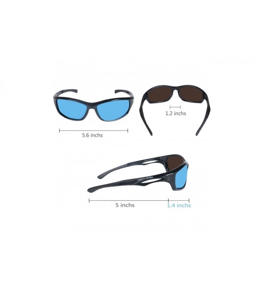 Sport Basics Polarized Tr90 Unbreakable Frame Sports Sunglasses for Outdoor - Black/Black With Blue Lens - CJ182EDHQU9 $38.50