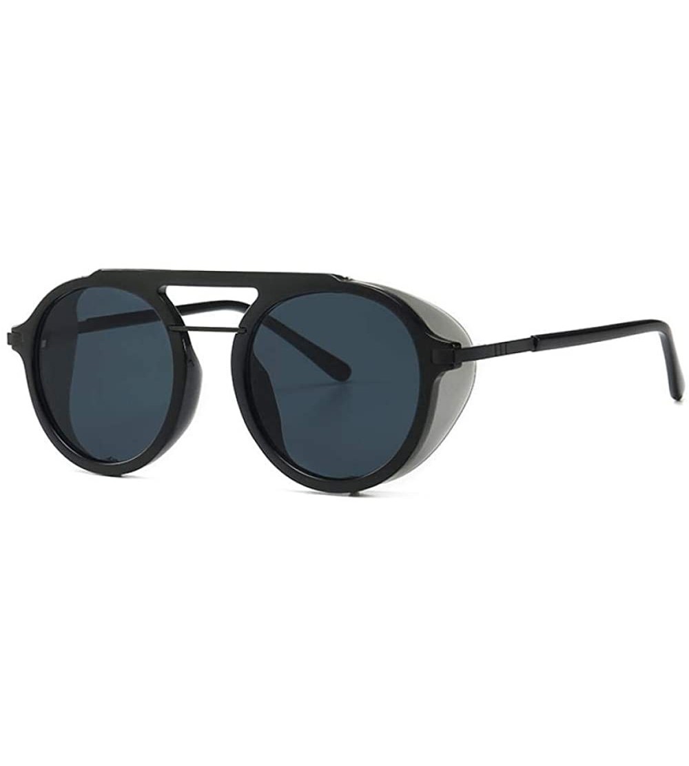 Rectangular Steampunk Sunglasses Street - C1 Bright Black Grey Flake - CO18W53GN6Z $35.85