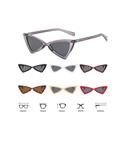 Goggle Retro Metal Hinge Women Cat Eye Sunglasses Fashion Triangle Eyewear - Leopard Gray - C218CMXRSUK $36.68