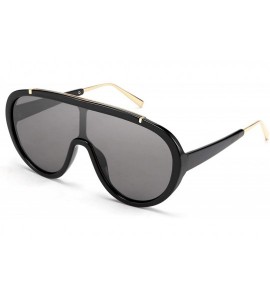 Round Oversized One Piece Sunglasses Women Men Fahion Siamese Lenses Retro Design B2580 - Black - CA196QZR3M0 $27.64