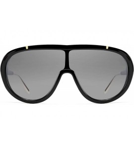 Round Oversized One Piece Sunglasses Women Men Fahion Siamese Lenses Retro Design B2580 - Black - CA196QZR3M0 $27.64