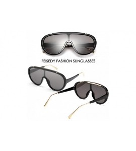 Round Oversized One Piece Sunglasses Women Men Fahion Siamese Lenses Retro Design B2580 - Black - CA196QZR3M0 $27.64