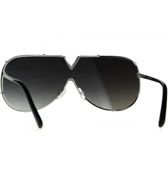 Shield Luxury Fashion Color Mirror Shield Pilots Rimless Retro Sunglasses - Silver Mirror - CX187KWA930 $23.27