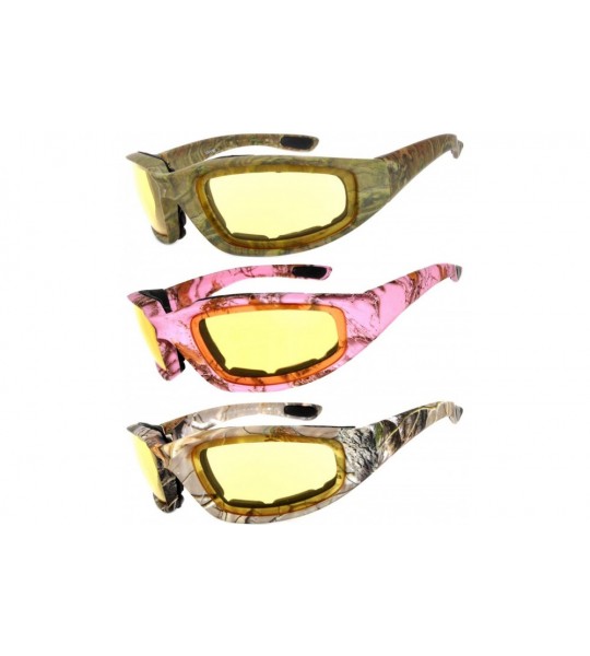 Goggle Set of 2- 3 Pairs Motorcycle CAMO Padded Foam Sport Glasses Colored Lens - Yellow_camo1-hd_camo-pink_camo2-hd - CA1847...