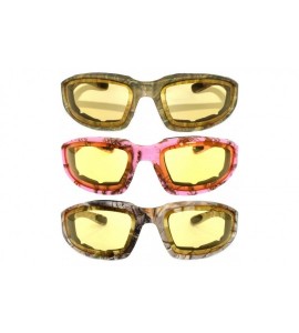 Goggle Set of 2- 3 Pairs Motorcycle CAMO Padded Foam Sport Glasses Colored Lens - Yellow_camo1-hd_camo-pink_camo2-hd - CA1847...