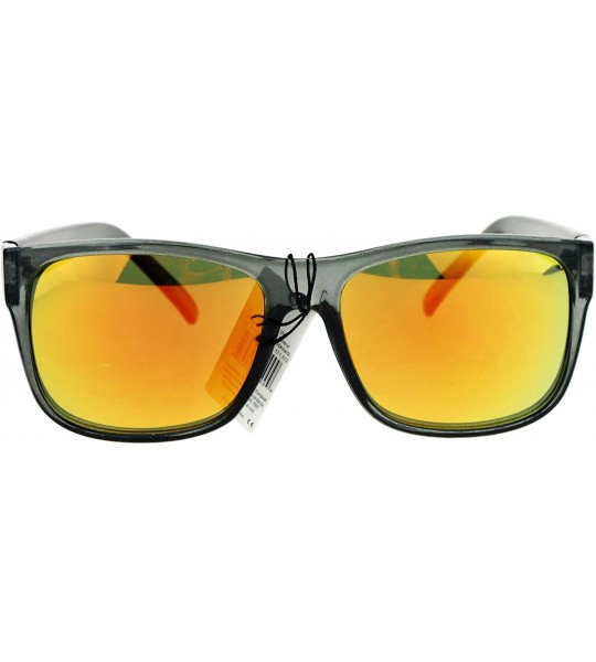 Square KUSH Unisex Sunglasses Slate Gray Square Frame Mirror Lens UV 400 - Gray (Orange Mirror) - CR186SS9TH9 $18.67