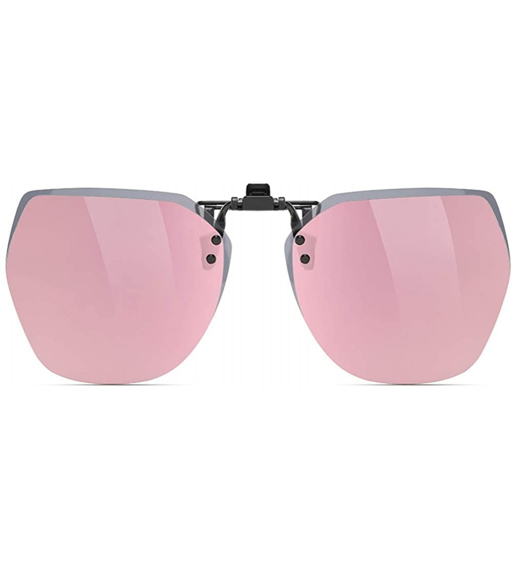 Rimless Polarized Clip On Sunglasses for Women Over Prescription Glasses Oversized - C6190L032U4 $30.12